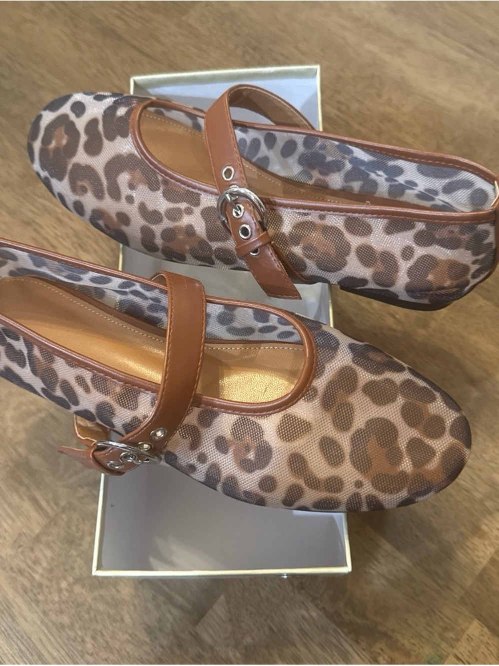 Women’s Leopard Print Mary Jane Flats in Brown